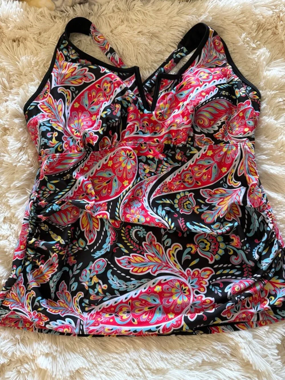 NWOT XL Paisley Floral Padded Tankini Swim Top